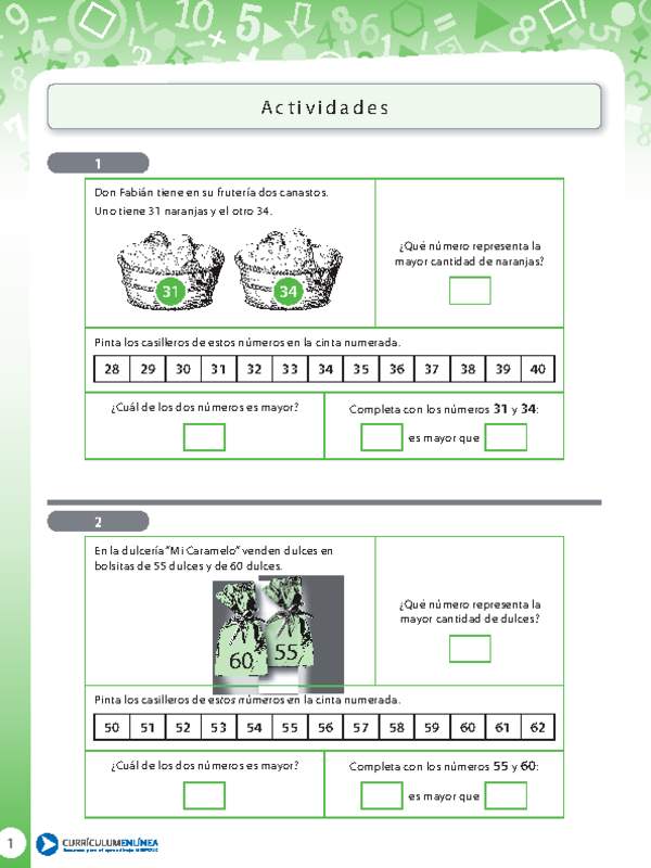 Comparar números menores a 100