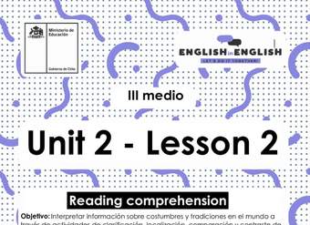 Actividades: 3° Medio Unidad 2 - Lesson 2