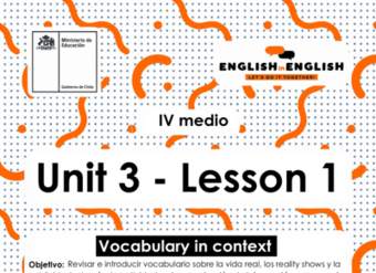 Actividades: 4° medio Unidad 3 - Lesson 1