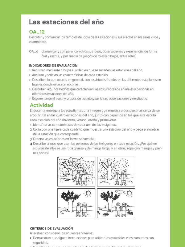 Ejemplo Evaluación Programas - OA12 - Las estaciones del año