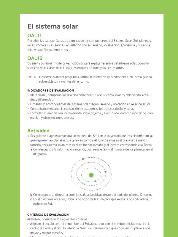 Ejemplo Evaluación Programas - OA11 - OA13 - El sistema solar