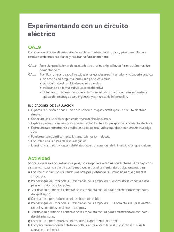 Ejemplo Evaluación Programas - OA09 - Experimentando con un circuito eléctrico