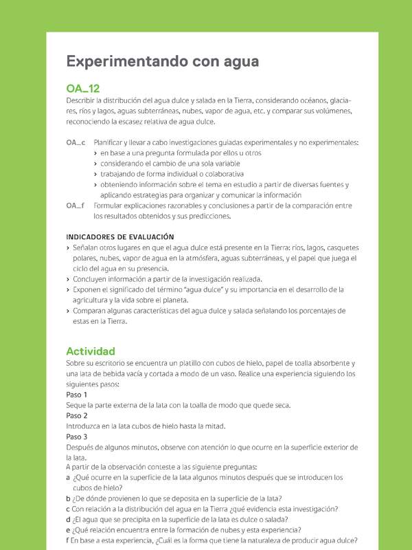 Ejemplo Evaluación Programas - OA12 - Experimentando con agua