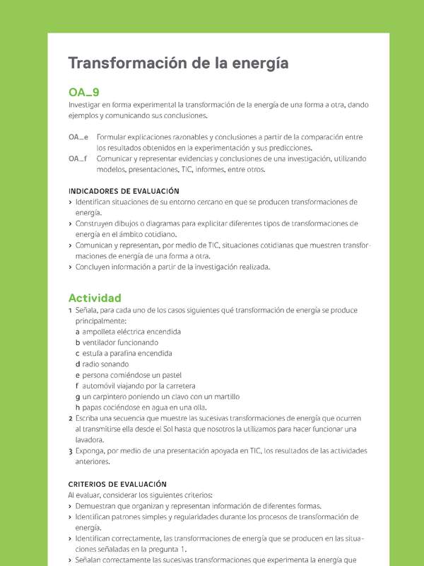 Ejemplo Evaluación Programas - OA09 - Transformación de la energía