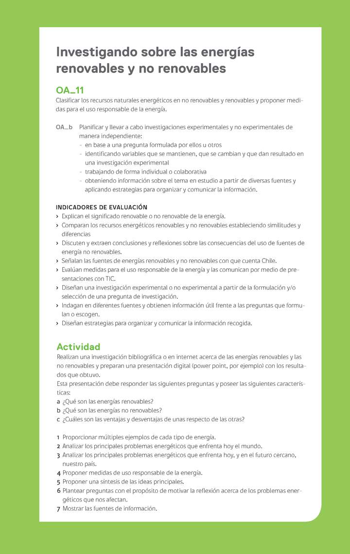 Ejemplo Evaluación Programas - OA11 - Investigando sobre las energías renovables y no renovables