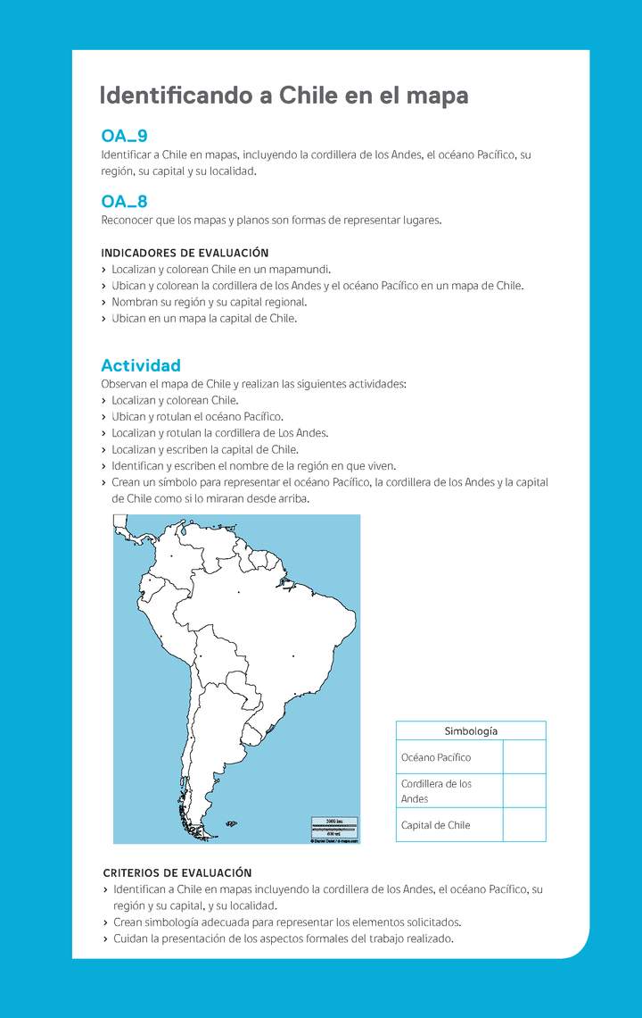 Ejemplo Evaluación Programas - OA08 - OA09 - Identificando a Chile en el mapa