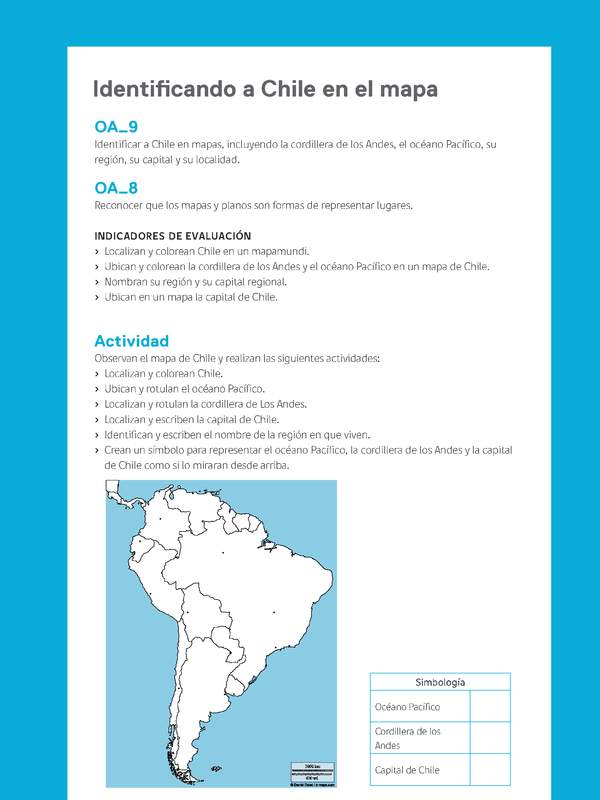 Ejemplo Evaluación Programas - OA08 - OA09 - Identificando a Chile en el mapa