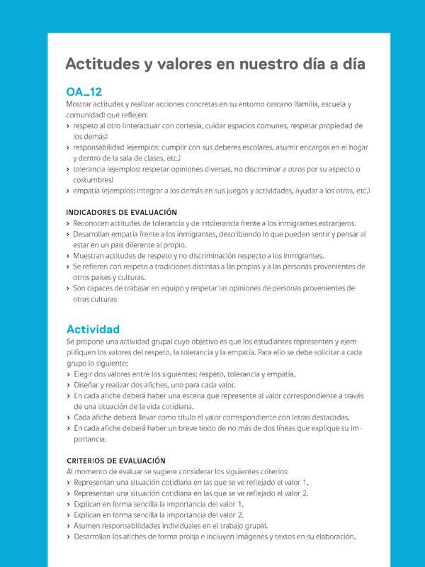 Ejemplo Evaluación Programas - OA12 - Actitudes y valores en nuestro día a día