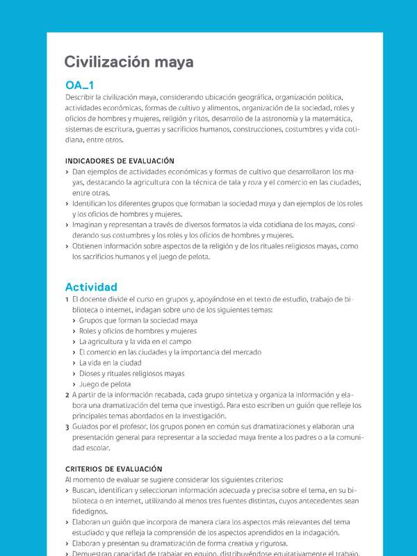 Ejemplo Evaluación Programas - OA01 - Civilización maya