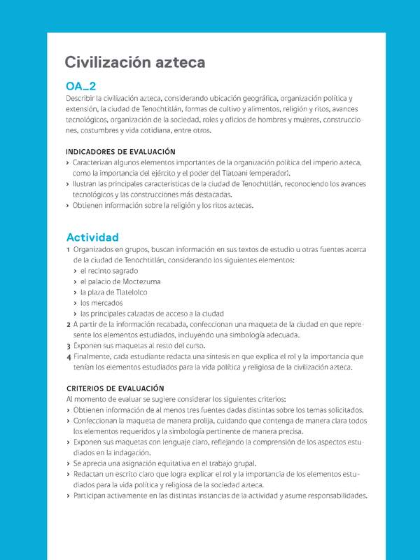 Ejemplo Evaluación Programas - OA02 - Civilización azteca