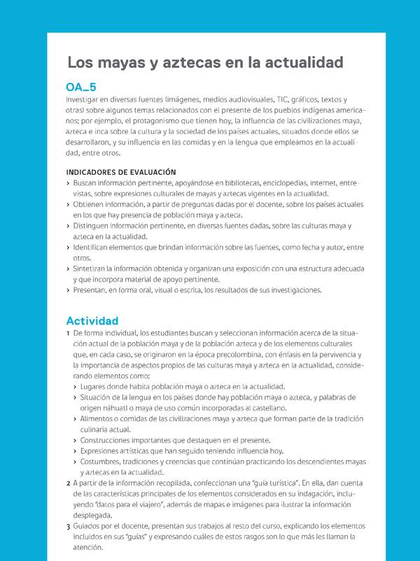 Ejemplo Evaluación Programas - OA05 - Los mayas y aztecas en la actualidad