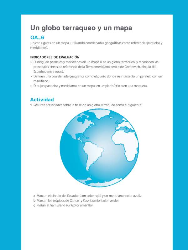 Ejemplo Evaluación Programas - OA06 - Un globo terraqueo y un mapa