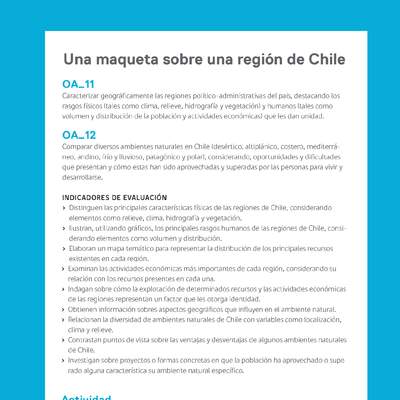 Ejemplo Evaluación Programas - OA11 - OA12 - Una maqueta sobre una región de Chile