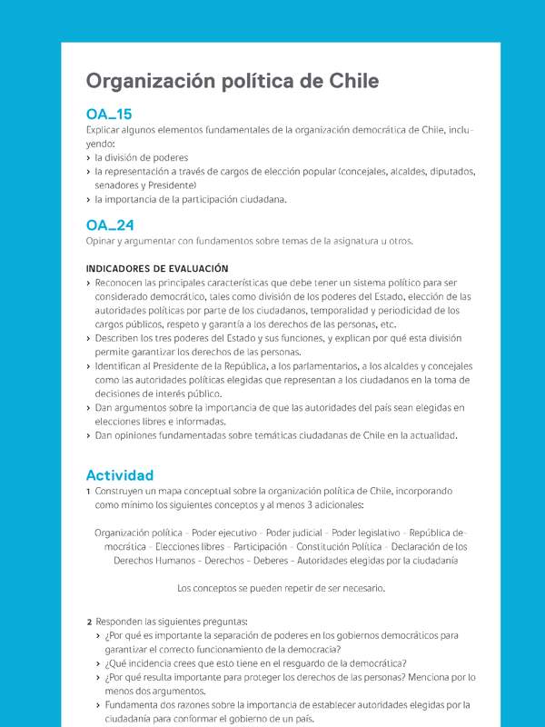 Ejemplo Evaluación Programas - OA15 - OA24 - Organización política de Chile