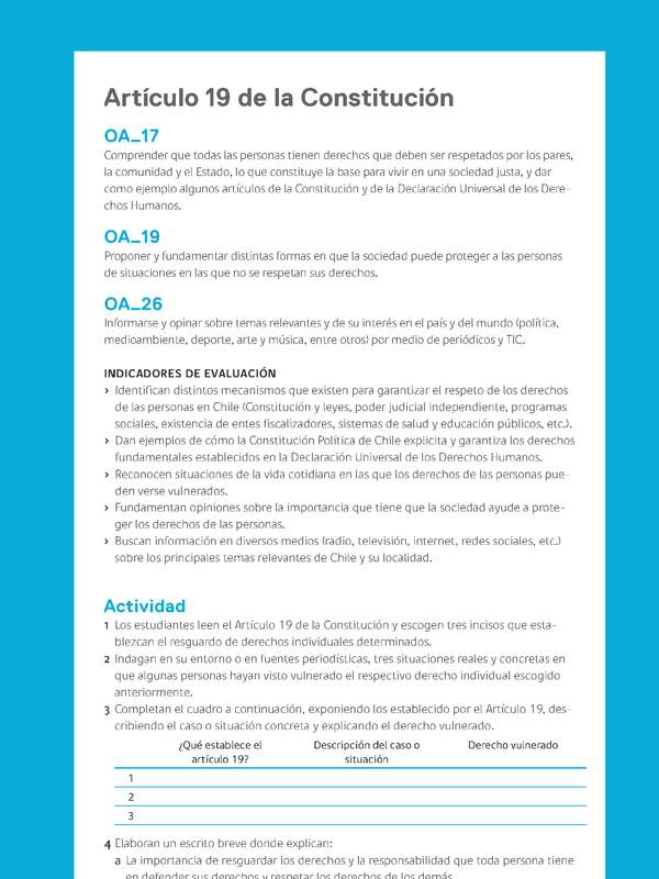 Ejemplo Evaluación Programas - OA17 - OA19 - OA26 - Artículo 19 de la Constitución