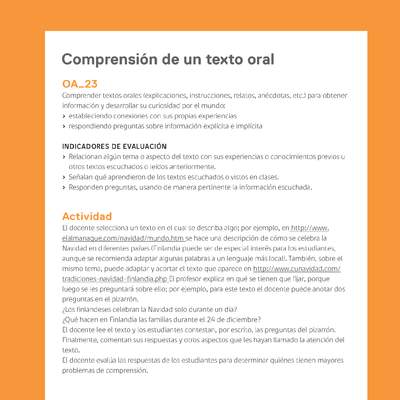 Ejemplo Evaluación Programas - OA23 - Comprensión de un texto oral