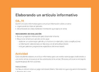 Ejemplo Evaluación Programas - OA14 -Elaborando un artículo informativo