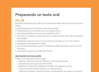 Ejemplo Evaluación Programas - OA28 - Preparando un texto oral