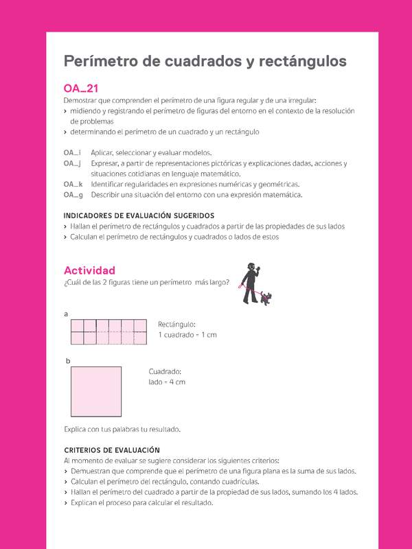 Evaluación Programas - MA03 OA21 - U2 - Perímetro de cuadrados y rectángulos