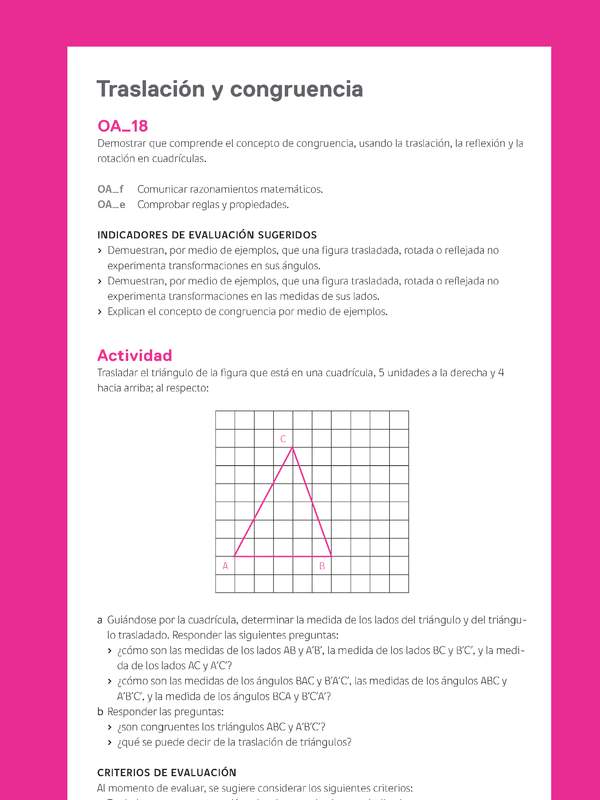 Evaluación Programas - MA05 OA18 - U2 - Traslación y congruencia