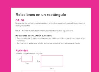 Evaluación Programas - MA06 OA10 - U2 - Relaciones en un rectángulo