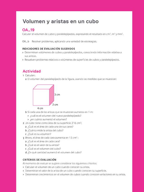 Evaluación Programas - MA06 OA19 - U3 - Volumen y aristas en un cubo