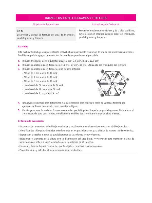 Evaluación Programas - MA07 OA13 - U3 - TRIÁNGULOS, PARALELOGRAMOS Y TRAPECIOS