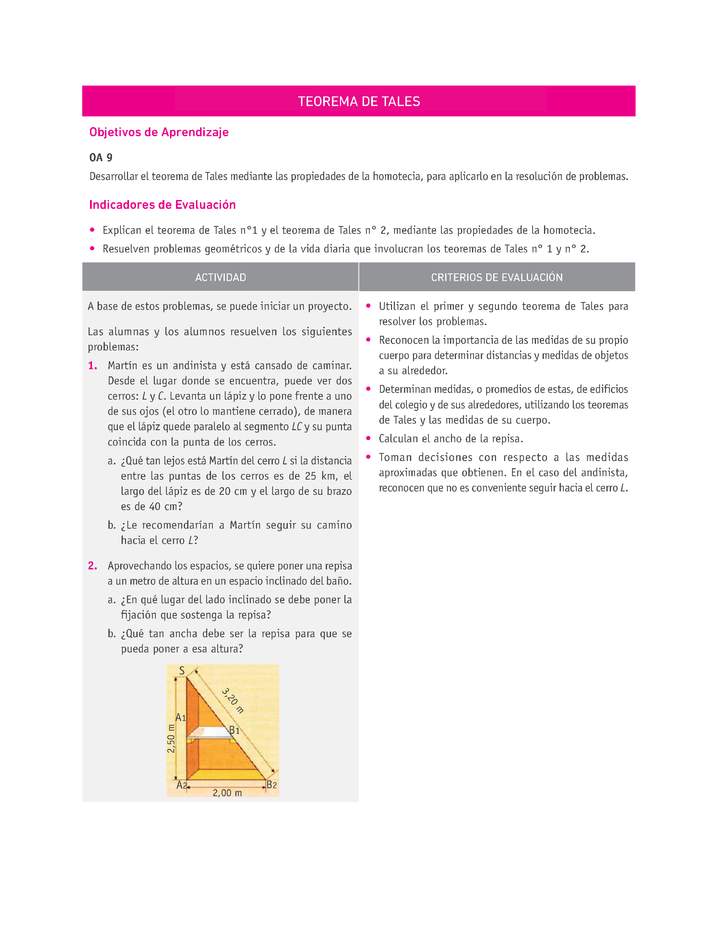 Evaluación Programas - MA1M OA09 - U3 - TEOREMA DE TALES