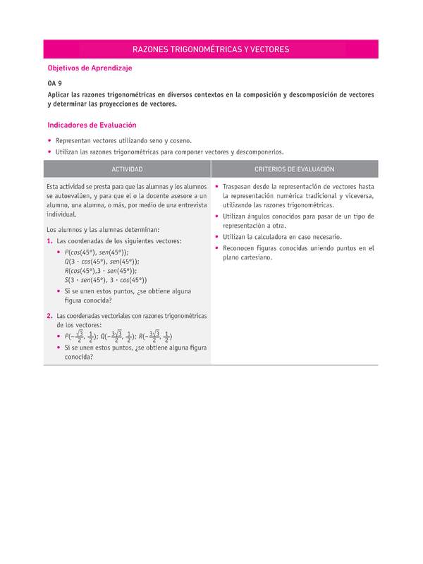 Evaluación Programas - MA2M OA09 - U3 - RAZONES TRIGONOMÉTRICAS Y VECTORES