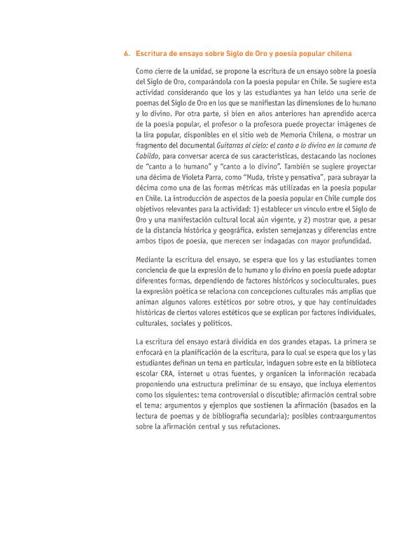 Evaluación Programas - LE2M OA14 - OA15 - U3 - ESCRITURA DE ENSAYO SOBRE EL SIGLO DE ORO Y POESÍA POPULAR CHILENA