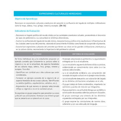 Evaluación Programas - HI07 OA16 - U4 - EXPRESIONES CULTURALES HEREDADAS