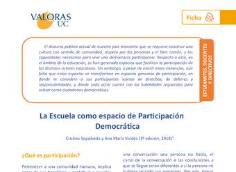 Escuela como espacio de participación democrática Orientación 1º Medio a 4º Medio