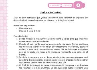 Actividad: Higiene bucal ¿Qué son las caries? Orientación 1º y 2º básico OA4