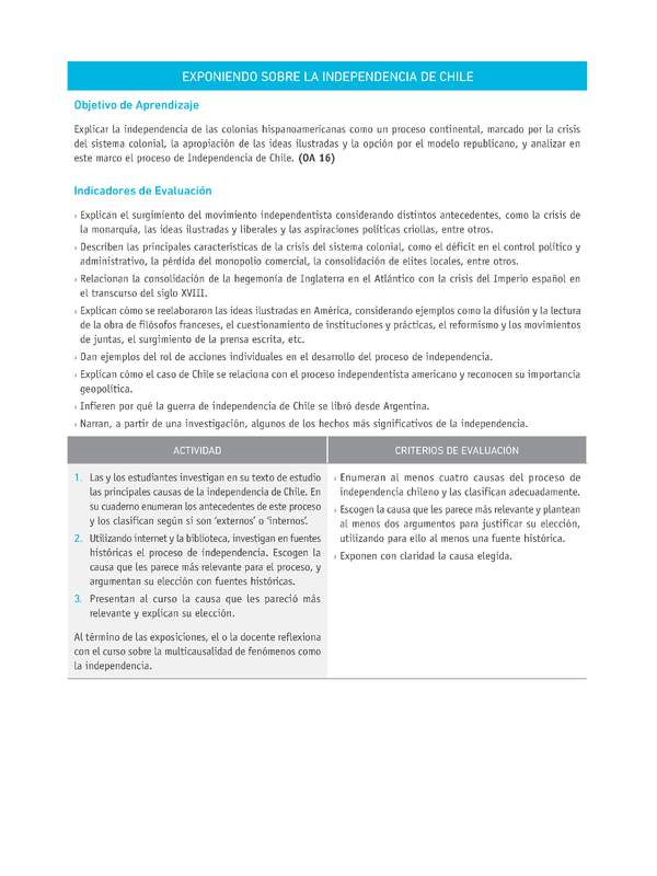 Evaluación Programas - HI08 OA16 - U3 - EXPONIENDO SOBRE LA INDEPENDENCIA DE CHILE