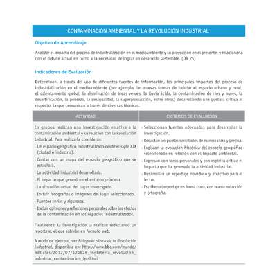 Evaluación Programas - HI1M OA25 - U2 - CONTAMINACIÓN AMBIENTAL Y LA REVOLUCIÓN INDUSTRIAL