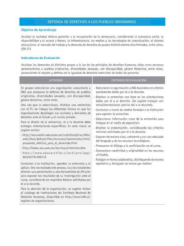 Evaluación Programas - HI2M OA21 - U3 - DEFENSA DE DERECHOS A LOS PUEBLOS ORIGINARIOS