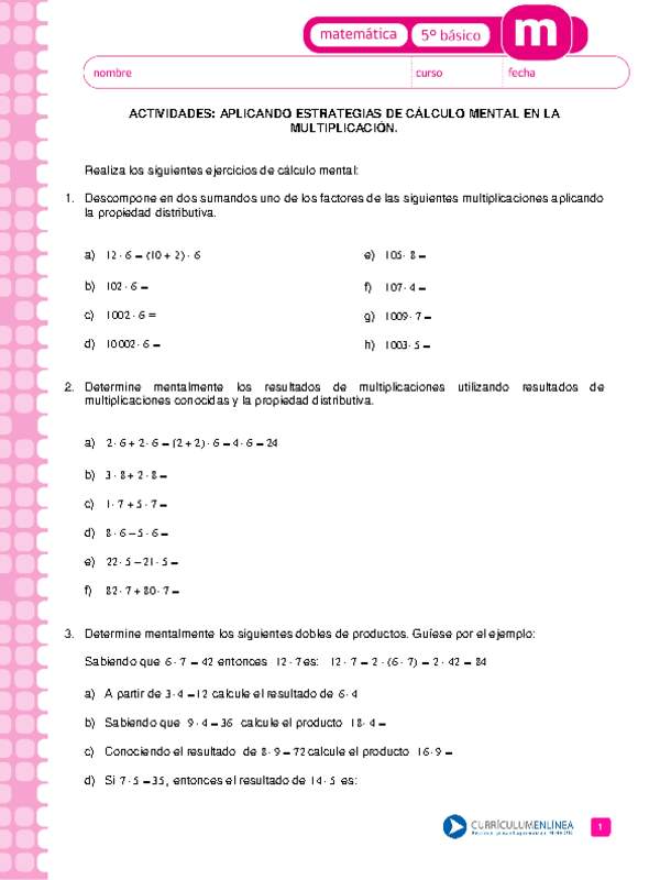 Aplicando estrategias de cálculo mental en la multiplicación