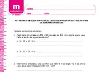 Resolución de problemas que involucra multiplicaciones de números naturales