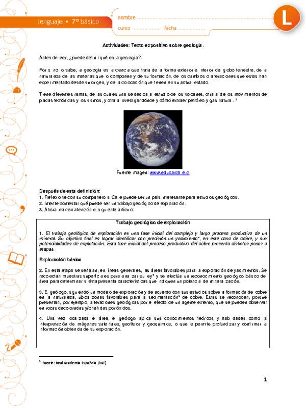 Texto expositivo sobre geología