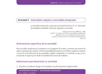 Actividad de Educación Ciudadana: Historia, Geografía y Ciencias Sociales 6º básico - Autoridades elegidas y autoridades designadas