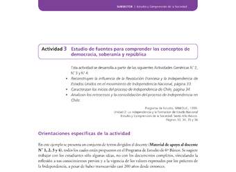 Actividad de Educación Ciudadana: Historia, Geografía y Ciencias Sociales 6º básico - Estudio de fuentes para comprender los conceptos de democracia, soberanía y república