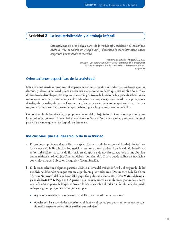 Actividad de Educación Ciudadana: Historia, Geografía y Ciencias Sociales 7º básico - La industrialización y el trabajo infantil