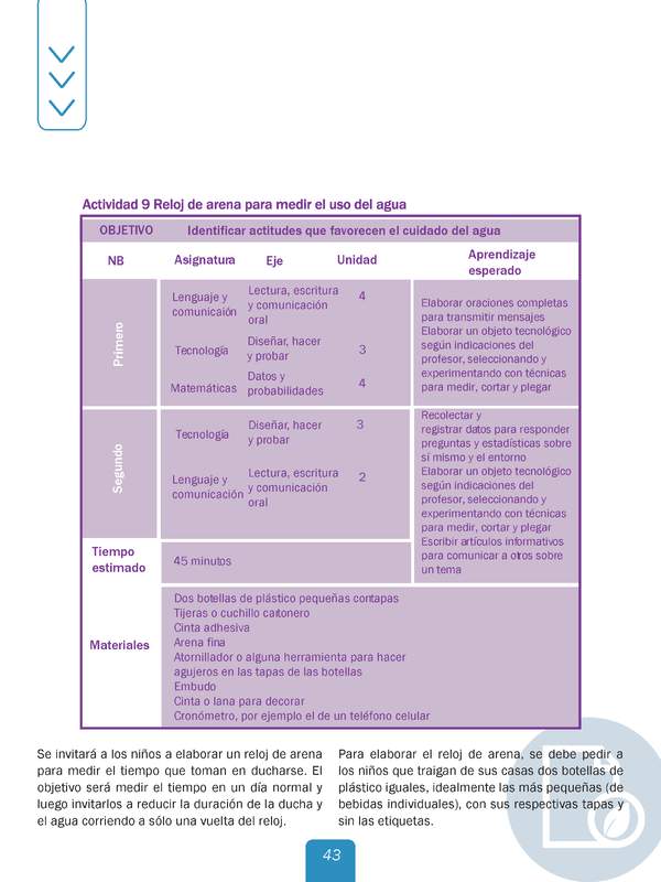 Actividad 9 guía educativa agua 1° y 2° Básico