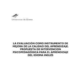 La evaluación como instrumento de mejora la calidad del aprendizaje.