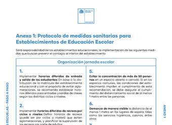 Anexo 1: Protocolo de medidas sanitarias para Establecimientos de Educación Escolar