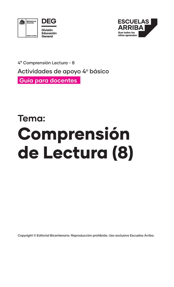 Comprensión de lectura, Guía 8