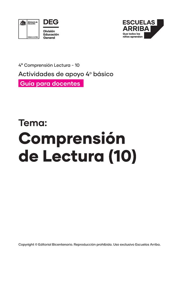 Comprensión de lectura, Guía 10