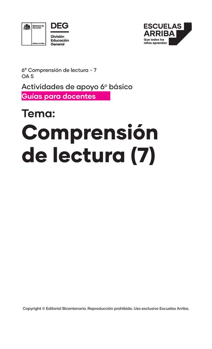 Comprensión de lectura, Guía 7