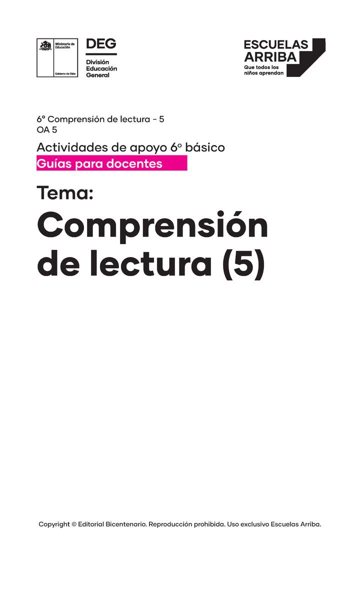 Comprensión de lectura, Guía 5