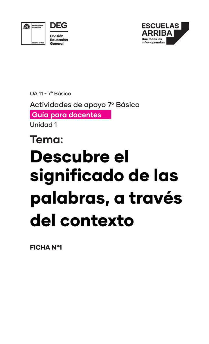 Descubre el significado de las palabras, a través del contexto Guía 1